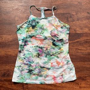 Prana Miracle Yoga Cami Tank Top S White Graceful Green Purple Pink
